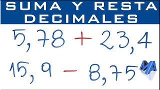 Suma y resta de números decimales [upl. by Bolan]