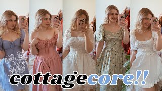 My Cottagecore Dress Collection Pastel Dress Tryon Haul [upl. by Lesko324]