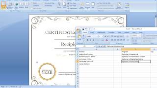 certificate creation in MS Word using Excel sheet [upl. by Godfry]