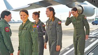 All Female Flight US Air Force C17 Globemaster III Aircraft [upl. by Trilbie]