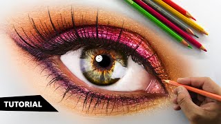 How to Draw Realistic EYE with Colored pencils  Tutorial for BEGINNERS [upl. by Lachish]