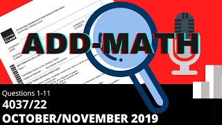 OLevel Add Math October November 2019 Paper 22 403722 [upl. by Asim788]